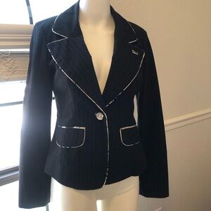 Yank Blazer Jacket! Black! Size 2! Black with subtle pin stripe